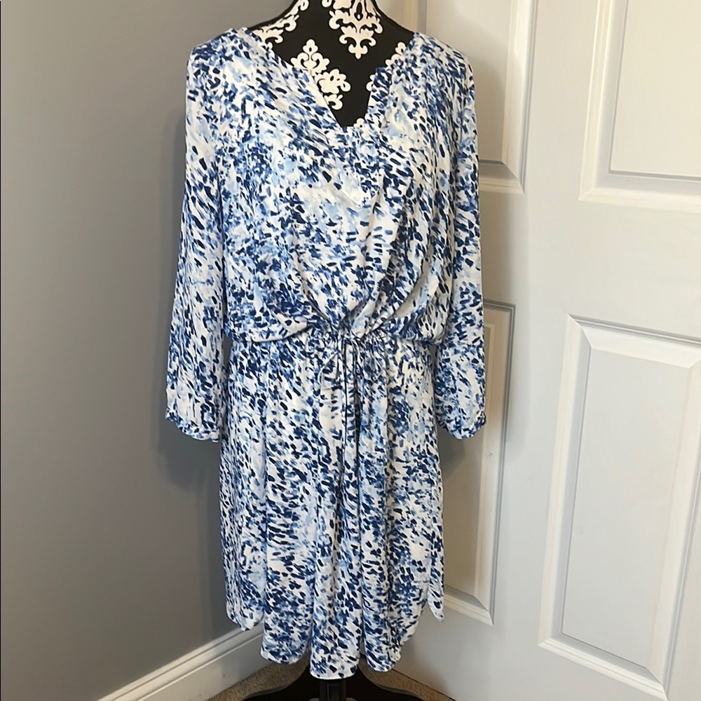 NYDJ Blue and White Midi Dress